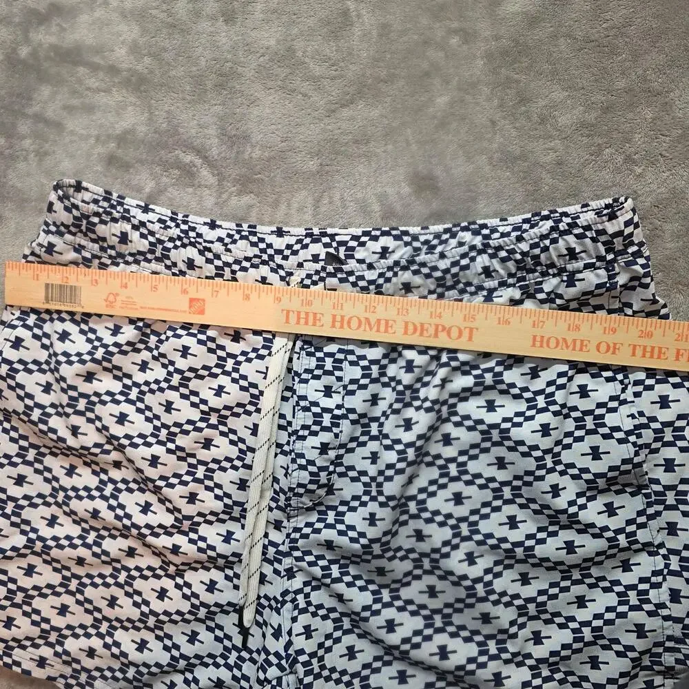 Alpine Design Swim Shorts Mens XL Blue Geometric Print Mesh Liner Zip Pocket